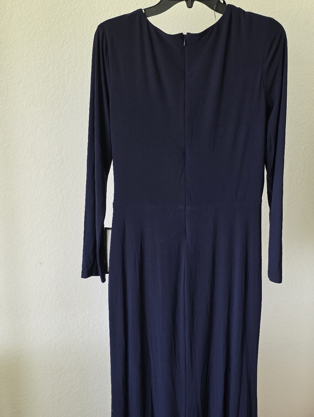 Betsy & Adam Navy Blue Long Sleeve Ruffle Maxi Gown Size 10 NWT $259 Wedding - Picture 9 of 10